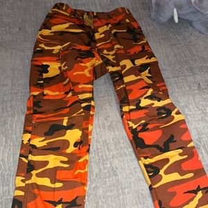 Orange camo cargo pants